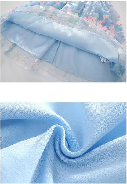 Renholin ELSA Kleider Shine Sommer Kleid Kurzarm Gefrorene Eiskönigin Prinzessin EIS Prinzessin Kostüm Mädchen Kinder Party Rock
