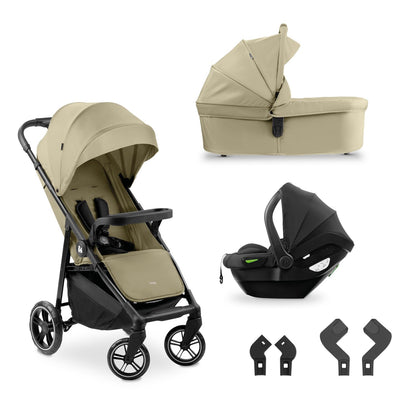 hauck 3in1 Kinderwagen Set Shop N Care Trio Set inkl. Buggy, Babywanne, Babyschale ab Geburt bis 22 kg, Klein Zusammenklappbar, Liegefunktion, Getränkehalter & Tablett, UV-Schutz 50+ (Grey)