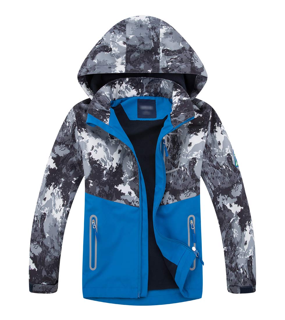 LAUSONS Children's Lined Jacket, Boys' Transition Jackets for Boys, Softshell Jackets with Camouflage Pattern