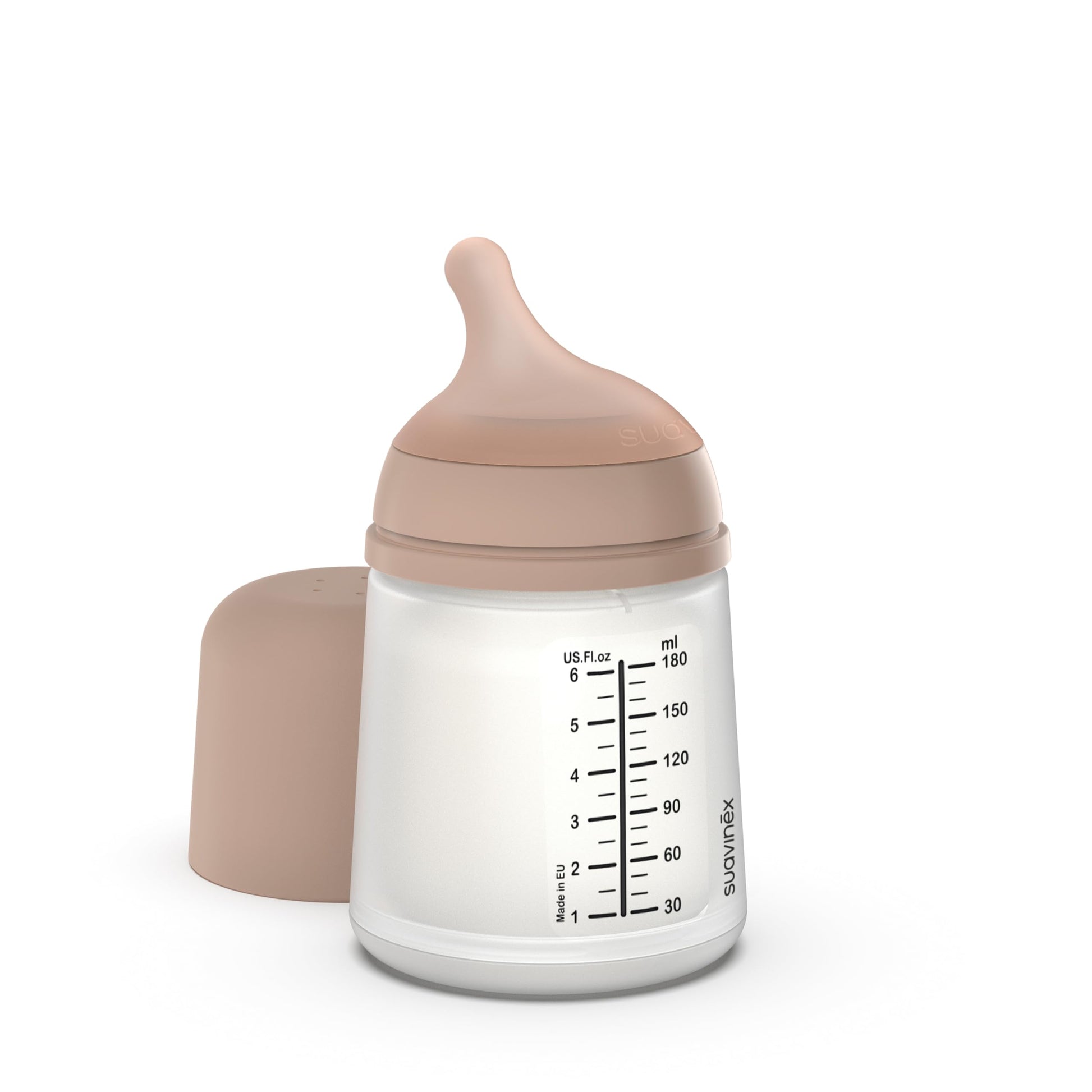 Suavinex, Anti-Colic Babyflasche Zero Zero,mit mittlerem Silikonsauger (M), für Babys ab 3 Monaten, Empfohlen für gestillte Babys und Flaschennahrung, 270 ml, Deep - Meloni2