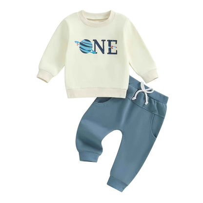 Geagodelia 1st Year Birthday Outfit Baby Boy Clothing Set Long Sleeve Sweatshirt and Trousers Clothing Sets for Boys