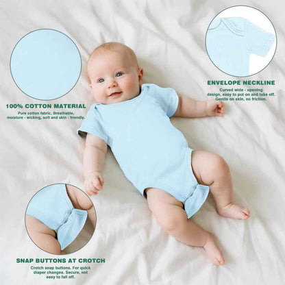 Vicloon Baby Bodysuit Short Sleeve Unisex Baby Set Short Sleeve Bodysuits Made of 100% Super Soft Cotton, Baby Bodysuit with Press Studs for Newborn Baby Boys and Girls 0-3 m/3-6 m/6-9 m/9-12 m