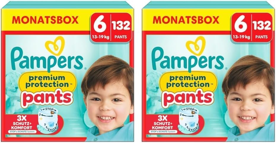 Pampers Premium Protection Pants Größe 4, 168 Windeln, 9kg-15kg, Mit 360° Passform und 2x breiteren Bündchen als vorher für unseren besten Komfort & Schutz