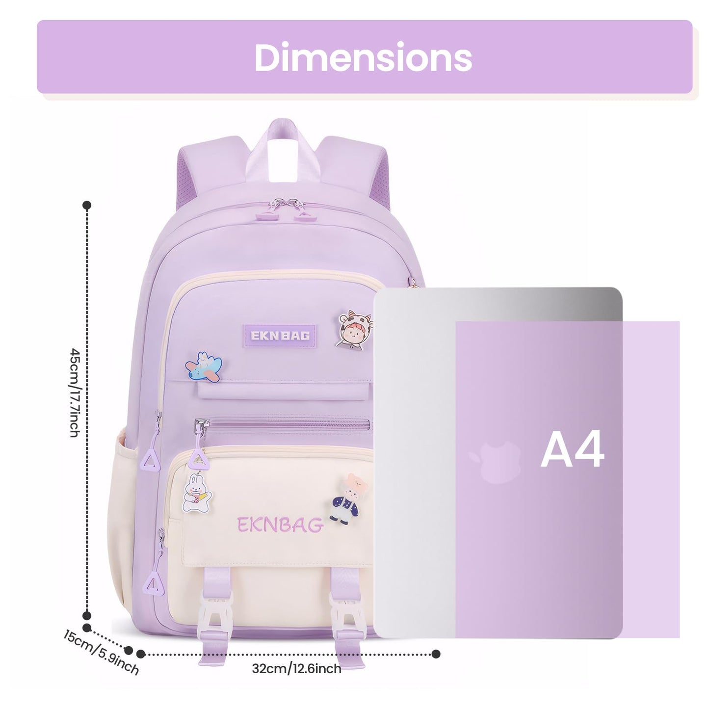 Tanou Schulrucksack Mädchen Schulranzen Kinder der 3.-7. Klasse, Rosa | Große Kapazität Schulrucksack Teenager, Leichter Nylon Mädchen Schultasche für Schule Reisen
