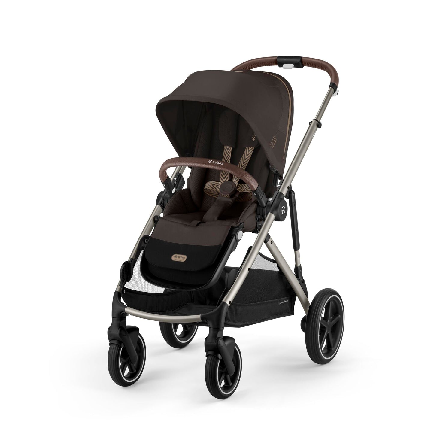 CYBEX Gold Kinderwagen e-GAZELLE S, Ab Geburt bis ca. 4 Jahre, Max. 22 kg (Single-Modus) / 2x 22 kg (Duo-Modus), All-in-1-System mit E-Antrieb und 20+ Konfigurationen, Stone Grey
