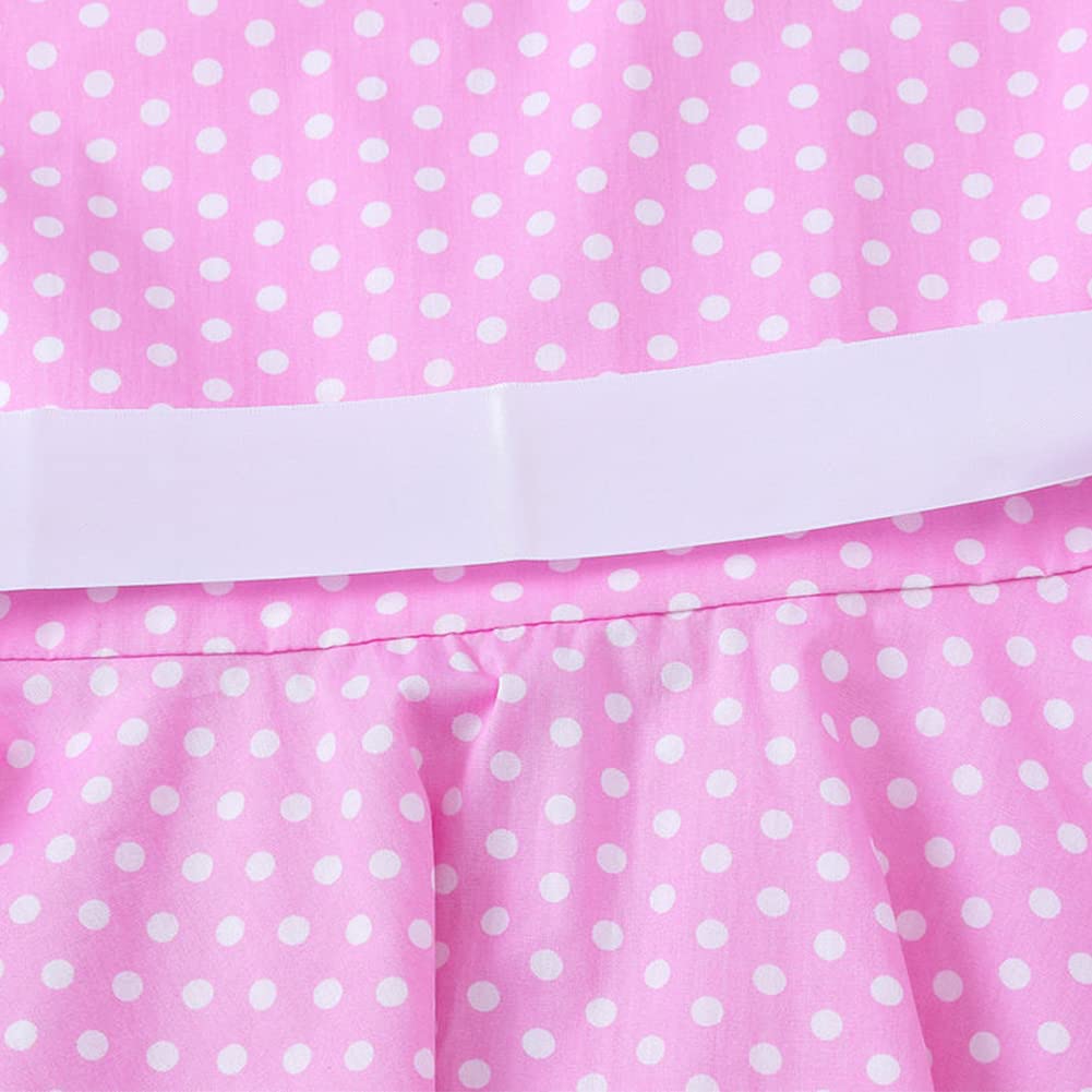 FYMNSI Girls Vintage 1950s Rockabilly Dress Party Dresses Retro Polka Dot Floral Pattern A-Line Party Dresses Pleated Skirt Knee Length for 4-12 Years 