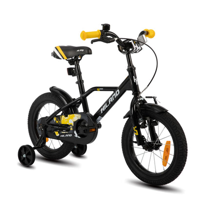 Hiland 12/14/16/20 Zoll Kinderfahrrad, Jungen Fahrrad für 3-10 Jahre, mit Stützrädern, Kinderfahrrad mit Handbremse und Rücktrittbremse, Schwarz/Grün/Blau/Orange - Meloni2