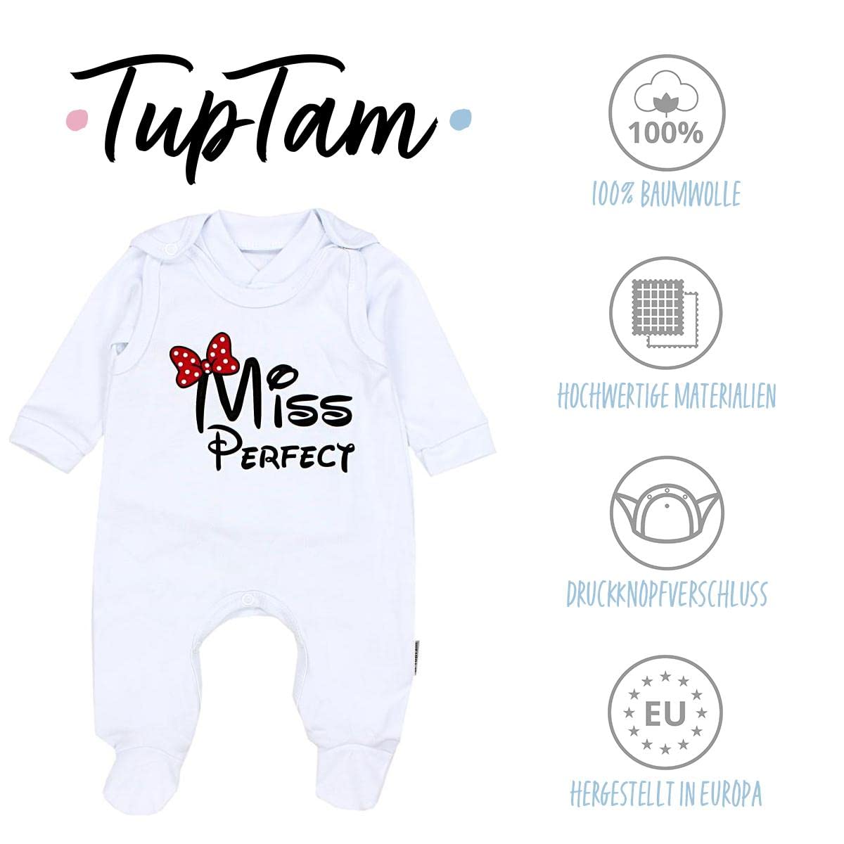 TupTam Baby Unisex Strampler Set mit bedrucktem Spruch, 2er-Pack