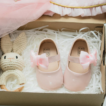Sonsage Babyschuhe Mädchen Bowknot Mary Jane mit rutschfester Sohle für Hochzeiten und ersten Gehversuche