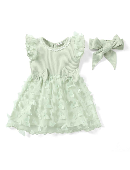 PATPAT Baby Girls' Tulle Dress with Long Sleeves, Tutu for Toddlers, Perfect as a Flower Girl or Christmas Party Birthday Long Sleeve Princess Dress, 3-24 Months