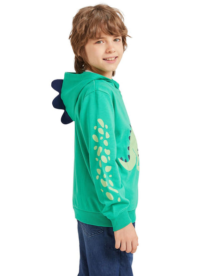 Alleen Boys' Sweat Jacket Hoodie Long Sleeve Cotton Children's Pullover Dino Hoodie Jacket with Hood and Zip 