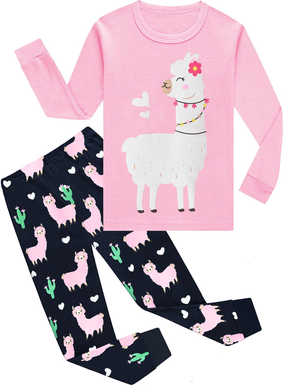 EULLA Children's Girls' Pyjamas Long Sleeve Cotton Winter Pyjama Set Unicorn Princess Dino Rabbit Owl Two Piece Sleepwear 1-10 Years 92 98 104 110 116 122 128 134 140