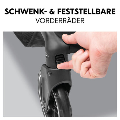 hauck 3in1 Kinderwagen Set Shop N Care Trio Set inkl. Buggy, Babywanne, Babyschale ab Geburt bis 22 kg, Klein Zusammenklappbar, Liegefunktion, Getränkehalter & Tablett, UV-Schutz 50+ (Grey)