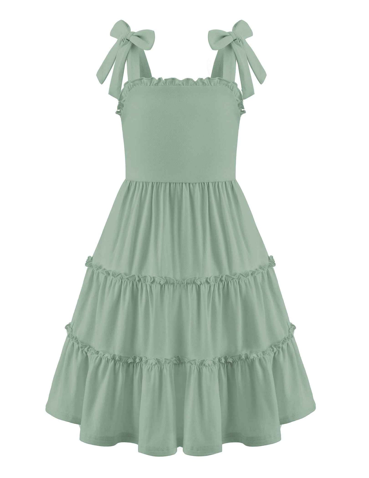 Arshiner Mädchen Kleider Fliege Trägerkleid Kinder Baumwolle Sommerkleid Ärmelloses A-Linie Swingkleid Schulterfrei Elegant Freizeitkleid für Mädchen 5-15 Jahre