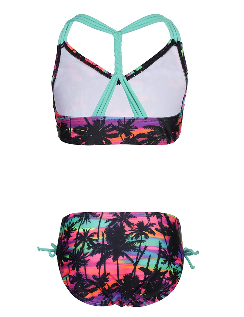 DUSISHIDAN Bikini Kinder Mädchen Zweiteiliger Bademode Süß Badeanzug Zurück überqueren Sommer Swimsuit 110-176