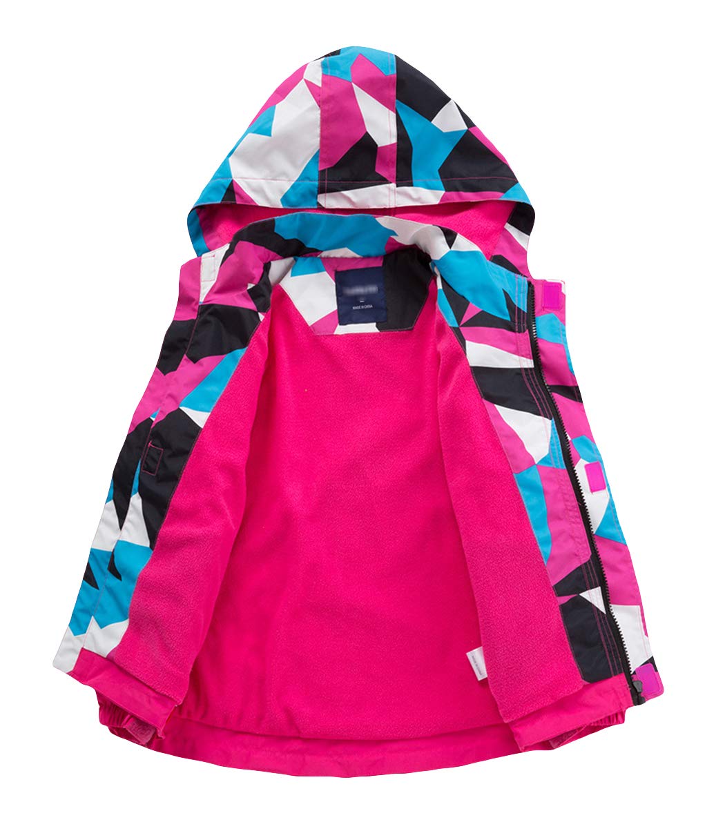 LAUSONS Children's Lined Rain Jacket Boys Camouflage Waterproof Jacket Lightweight Transition Jacket with Removable Hood 
