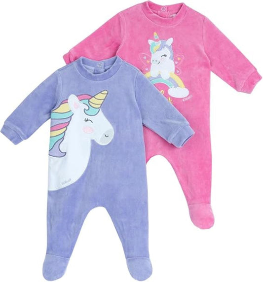 Chicco Unisex Baby Set of Chenille Rompers with Foot Winter Pajamas 