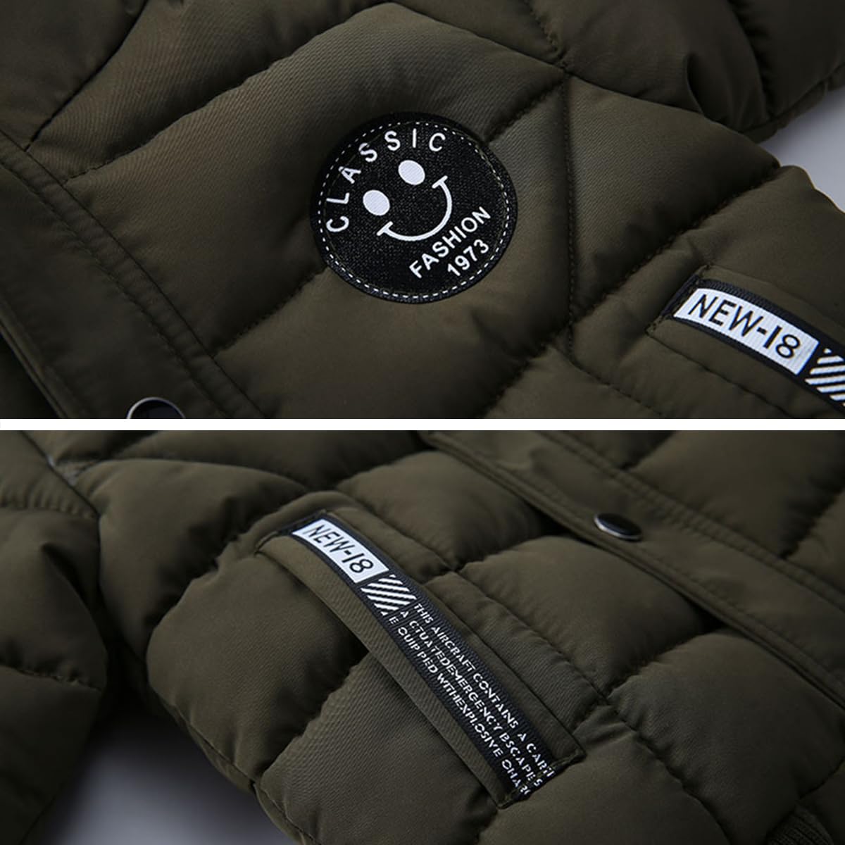 linboo Boys' Winter Jacket, Outdoor Coat, Parka with Fur Hood, Quilted Jacket, Cotton, Children's Jacket, Warm Winter Coat, Lined Winter Hooded Jacket