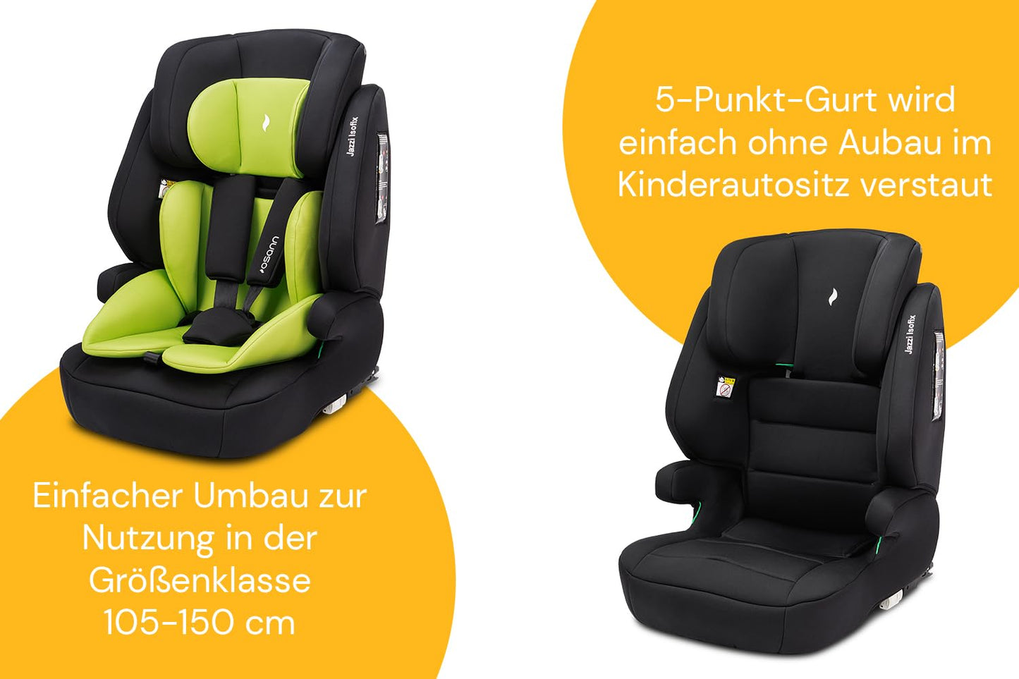 Osann Jazzi Isofix – Der sichere Kindersitz ab 1 Jahr (76–150 cm), mitwachsend mit Isofix & Top-Tether, Schutz & Geborgenheit auf jeder Fahrt - Sunset