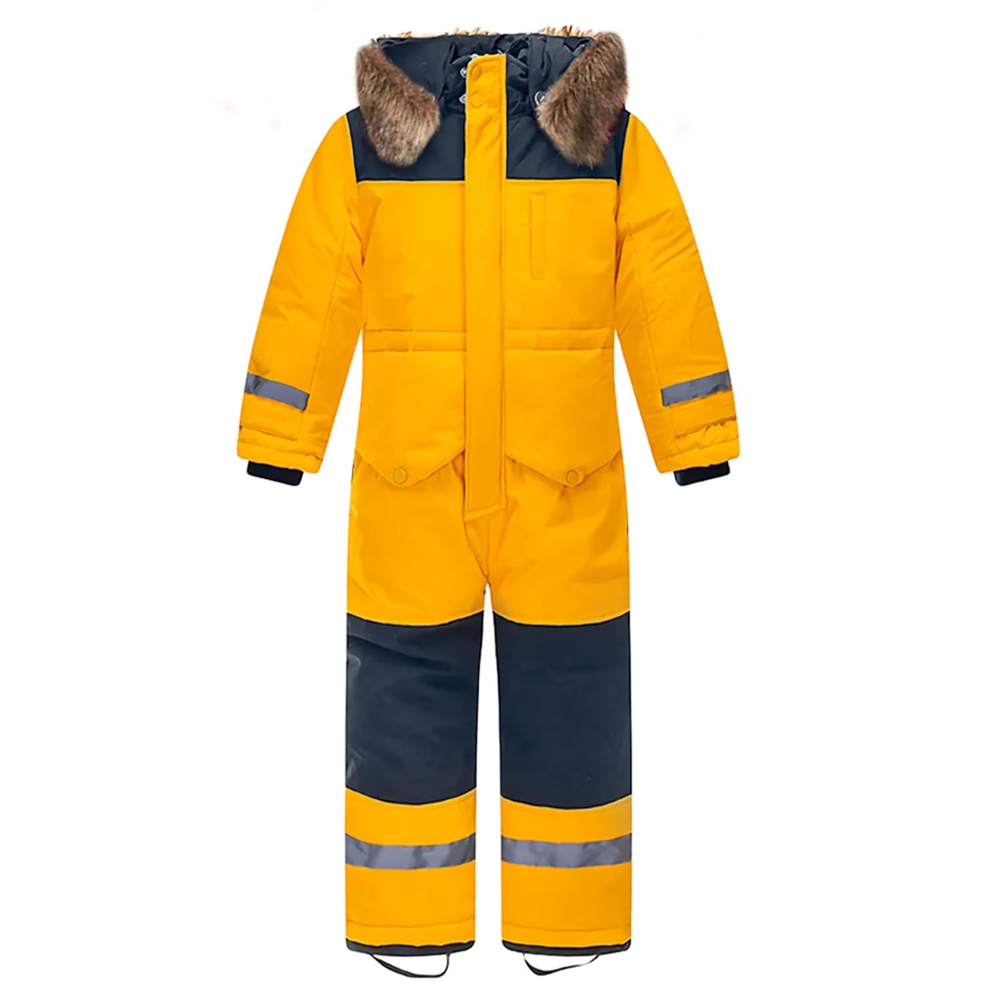 L SERVER Children's Ski Suit Boys with Hood Windproof Waterproof Snow Overall Girls Warm Snowsuit Thicker Ski Overall with Reflective Stripes