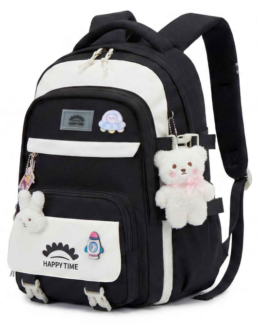 Tanou Schultasche Mädchen, Wasserabweisender Nylon Kinder Schulranzen, 20L | Leichter Schulrucksack für Mädchen der 2. bis 5. Klasse, Rucksack Schule mit Anhänger, Blau
