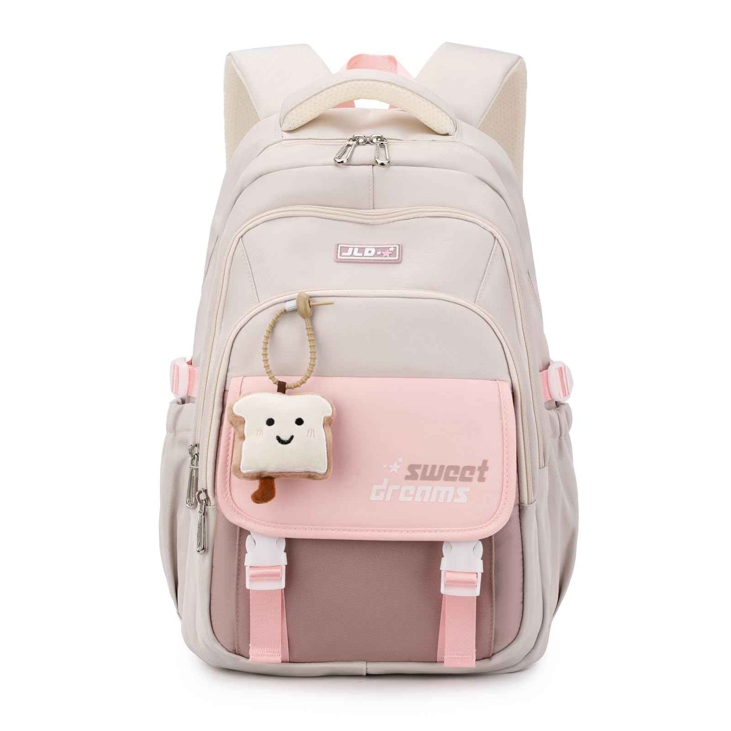 School Backpack Teenager - 36L School Bag for Girls from 5th Grade, Large Backpack for Middle and High School, Casual Children's Backpack with Cute Pendant and Trolley Strap, black, Rucksack