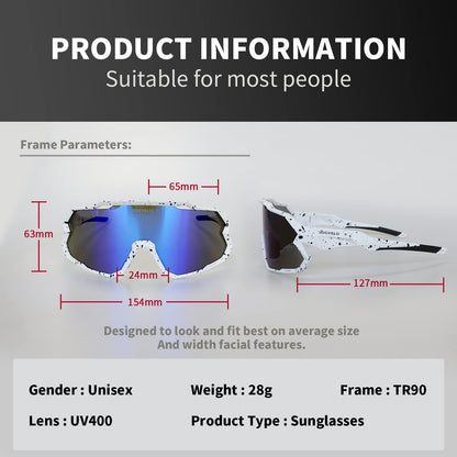 JOGVELO Polarisierte Sonnenbrille, Fahrradbrille Herren Damen mit 3 Wechselgläsern Sportbrillen Radbrille für Radfahren Laufen Angeln