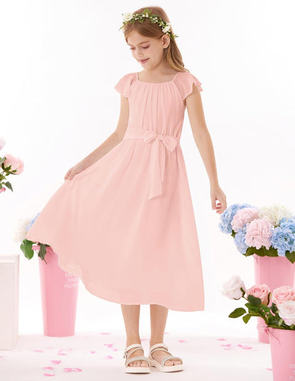 GRACE KARIN Mädchen Sommerkleid Elegantes Chiffon Prinzessinnen Langkleid Hochzeitsgast Abendkleid für Teenager-Mädchen 5-14 Jahre