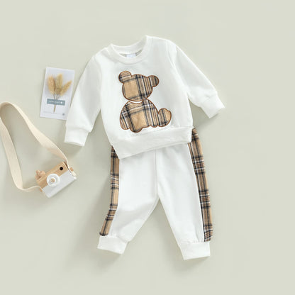 Baby Boys Girls Clothes Little Bear Sweatshirt + Trousers Two Piece Set Newborn Outfit 