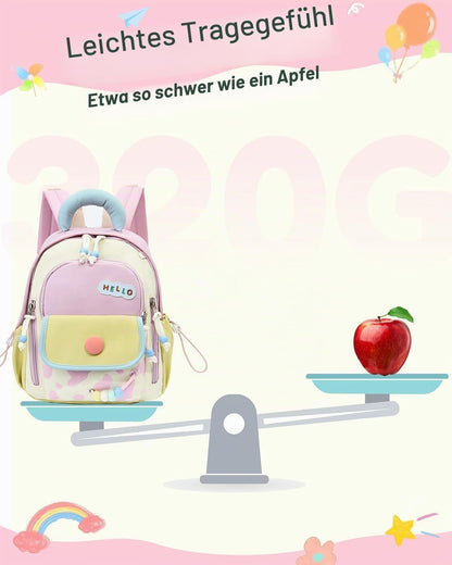 PROTAURI Kindergartenrucksack Mädchen 2-5 Jahre 8L 3D Eis, Dunkelrosa | mit Brustgurt wasserabweisend leicht atmungsaktiv ergonomisch Macaron-Farben