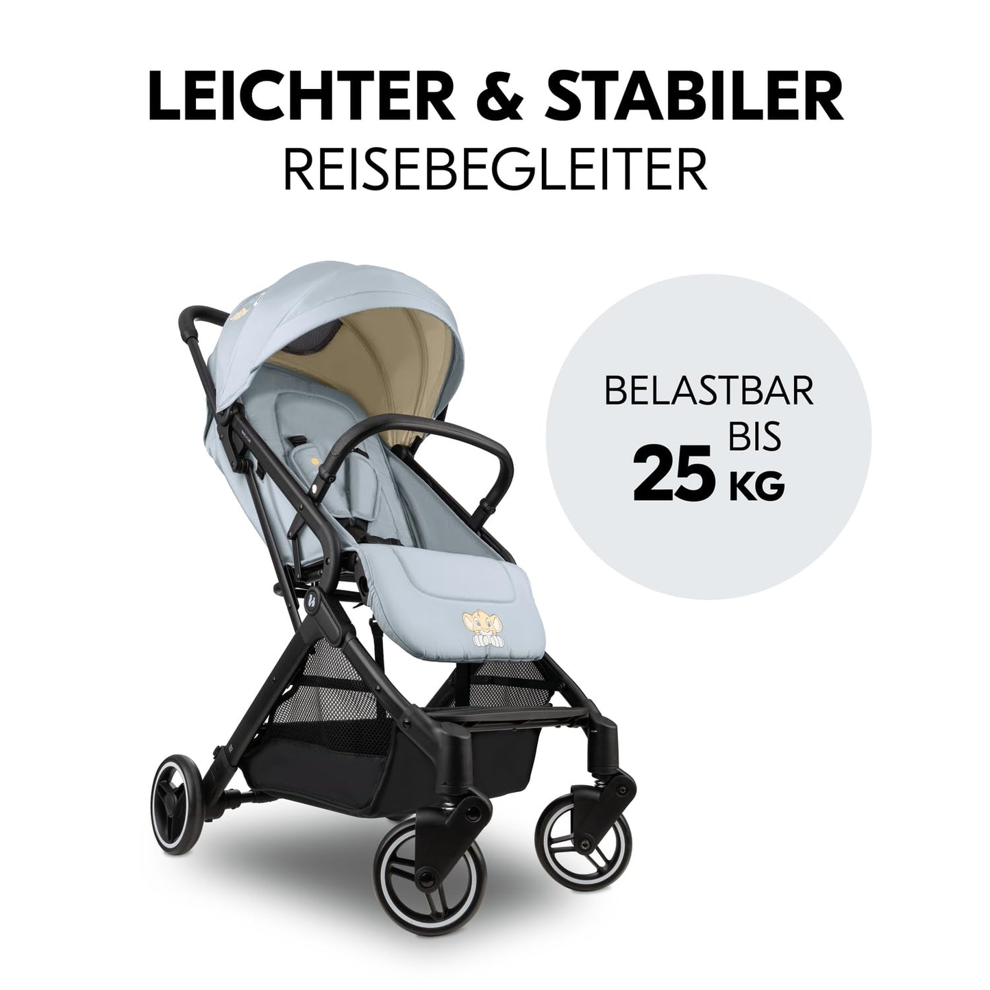 hauck Travel N Care, Dark Olive - Reise Buggy für Kinder ab Geburt bis 22 kg - mit Liegefunktion - Leicht 6,9 kg & Kompakt - Klein Zusammenklappbar - UPF 50+ - EVA Räder - Korb bis 3 kg