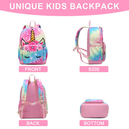 Rucksack für Mädchen, 4-6 Jahre, Schulrucksack mit Seitentaschen und Brustgurt, 127-Einhorn, one size, Niedlich