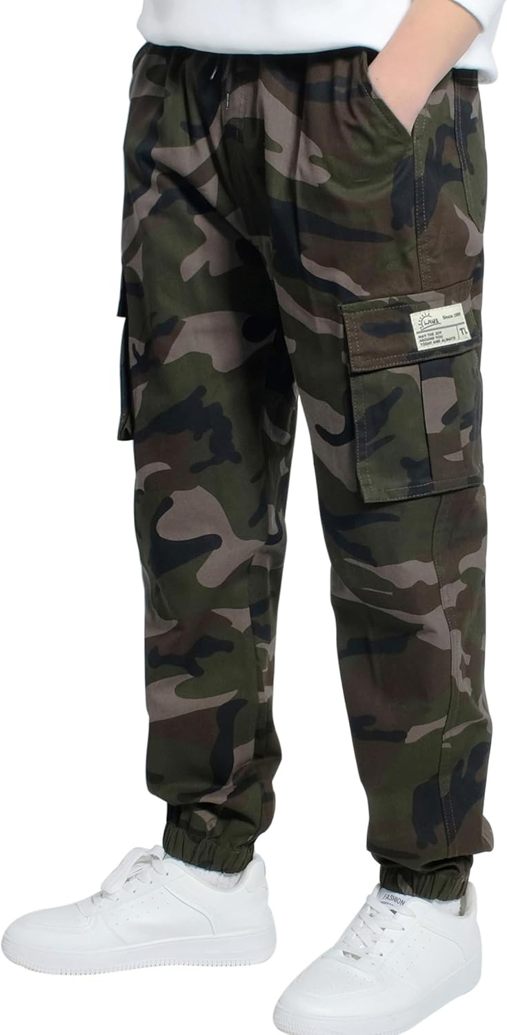 LAUSONS Pants for Boys Cargo Pants Children's Pants Cargo Jogging Pants Leisure Pants with Elastic Band 