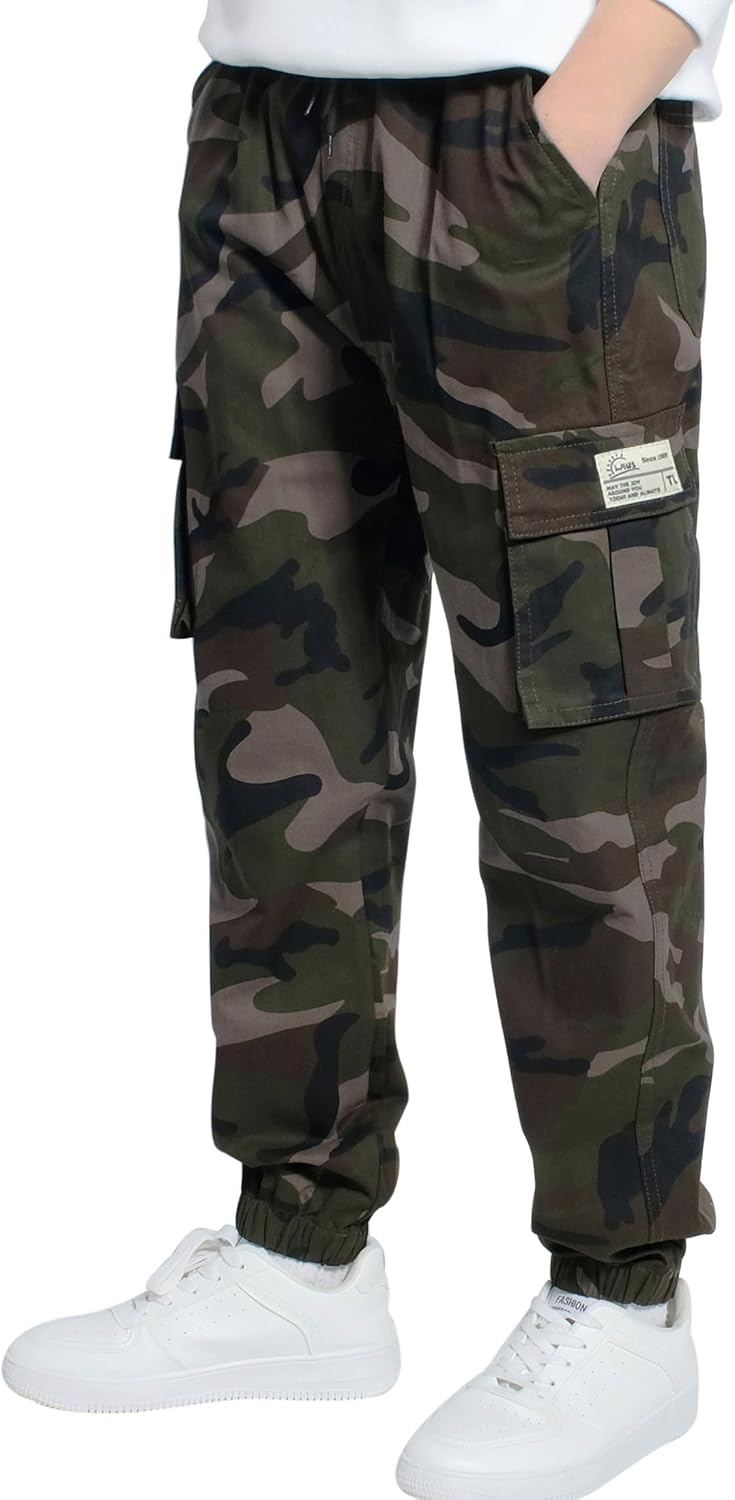 LAUSONS Pants for Boys Cargo Pants Children's Pants Cargo Jogging Pants Leisure Pants with Elastic Band 