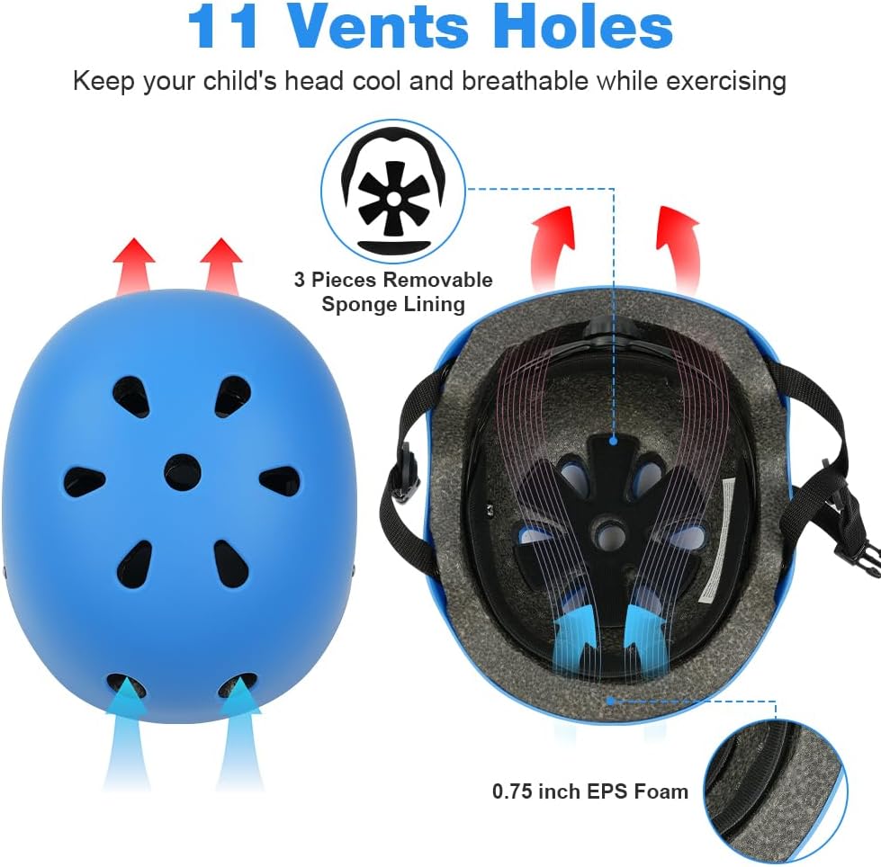 Flintronic Children's Bicycle Helmet, Children's Helmet, Bicycle Helmet for Children, Adjustable Skateboard Helmet for Bicycle, Skateboard, Scooter, Skating, Scooter, BMX for 2-13 Years