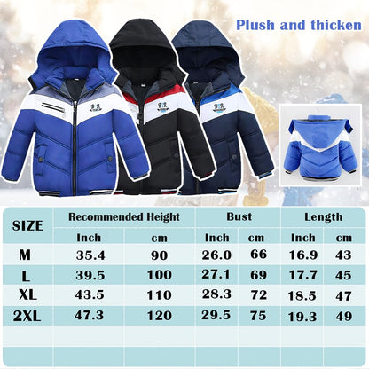 linboo Winter Jacket Boys Children's Parka Jacket Lined Winter Coat with Removable Hood Thick Quilted Jacket Baby Warm Outdoor Jacket