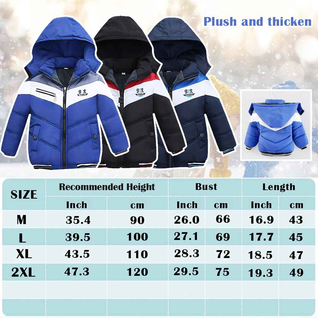 linboo Winter Jacket Boys Children's Parka Jacket Lined Winter Coat with Removable Hood Thick Quilted Jacket Baby Warm Outdoor Jacket