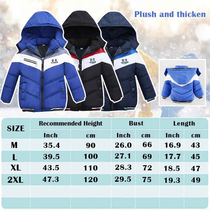 linboo Winter Jacket Boys Children's Parka Jacket Lined Winter Coat with Removable Hood Thick Quilted Jacket Baby Warm Outdoor Jacket