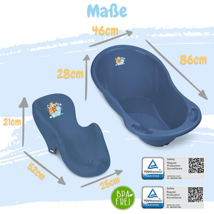 Baby Badewanne mit Gestell 4 Set TÜV Rheinland zertifiziert! Babybadewannen + Baby Badewannensitz +Abfluss + Gestell - Babywanne mit Ständer! Baby Pflegeset für Neugeborene.