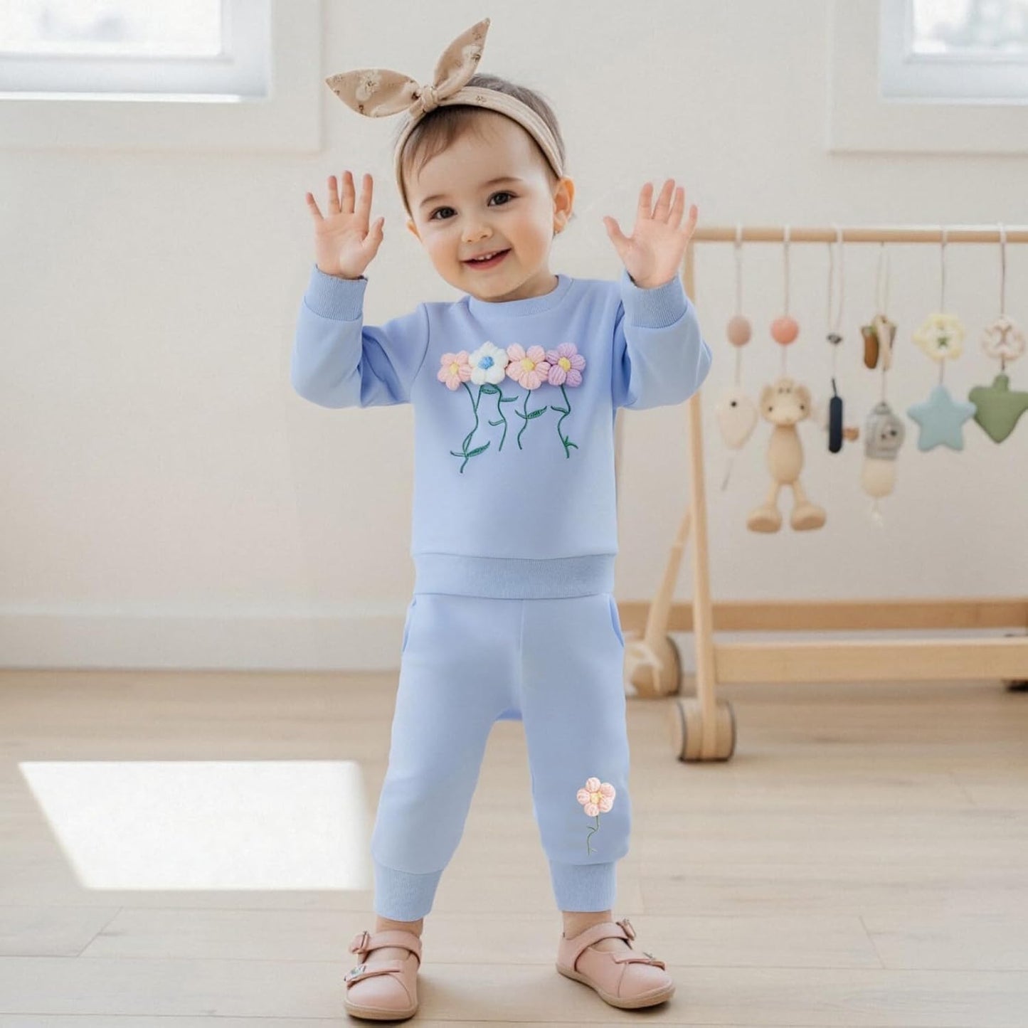 Baby Mädchen Kleidung 3D Floral Print Outfit Langarm Hemd + Hose Neugeborenen Baby Kleidung Clinder Herbst Baby Set