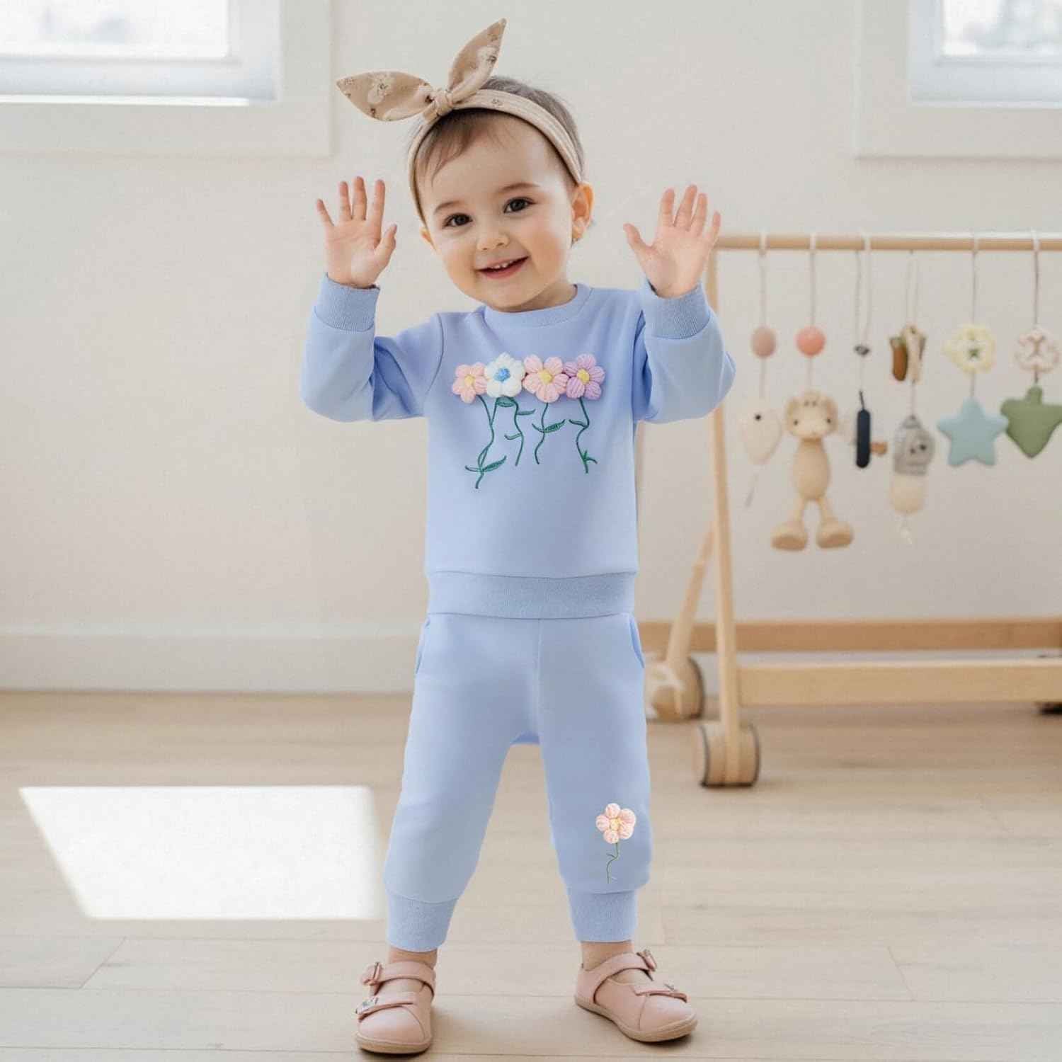 Beauace 2pcs Baby Girl Clothes 3D Floral Print Outfit Long Sleeve Shirt + Trousers Newborn Baby Clothing Clinder Autumn Baby Set