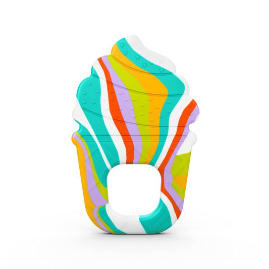 Bright Starts Soothing Soft Serve Silikonbeißring, leicht zu greifende Eiscremetüte, BPA-frei, Unisex, 3 Monate+