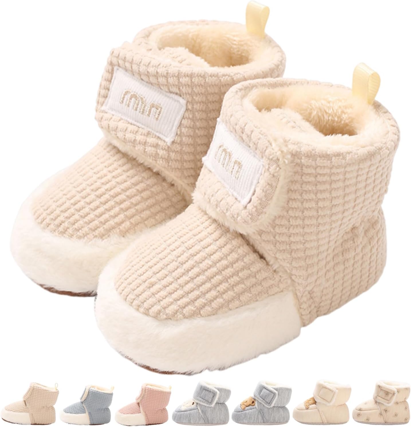 Baby Winter Shoes Warm Baby Shoes Winter Non-Slip Adjustable Newborn Snow Shoes First Walking Shoes Lined Thermal Fleece Crawling Shoes Slippers Winter Boots 0-18 Months 