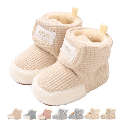 Baby Winter Shoes Warm Baby Shoes Winter Non-Slip Adjustable Newborn Snow Shoes First Walking Shoes Lined Thermal Fleece Crawling Shoes Slippers Winter Boots 0-18 Months