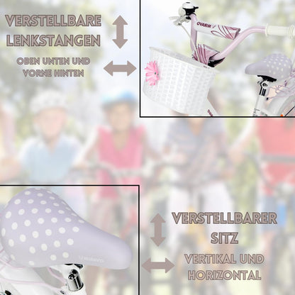 MIRAVO Kinderfahrrad Fahrrad Kinder Ab 2 Bis 8 Jahre Mit Stützrädern Schubstange V-Brake Bremsen Rückstrahl Aufkleber 12 16 20 Zoll Radgröße Korb Für Mädchen Misty - Meloni2