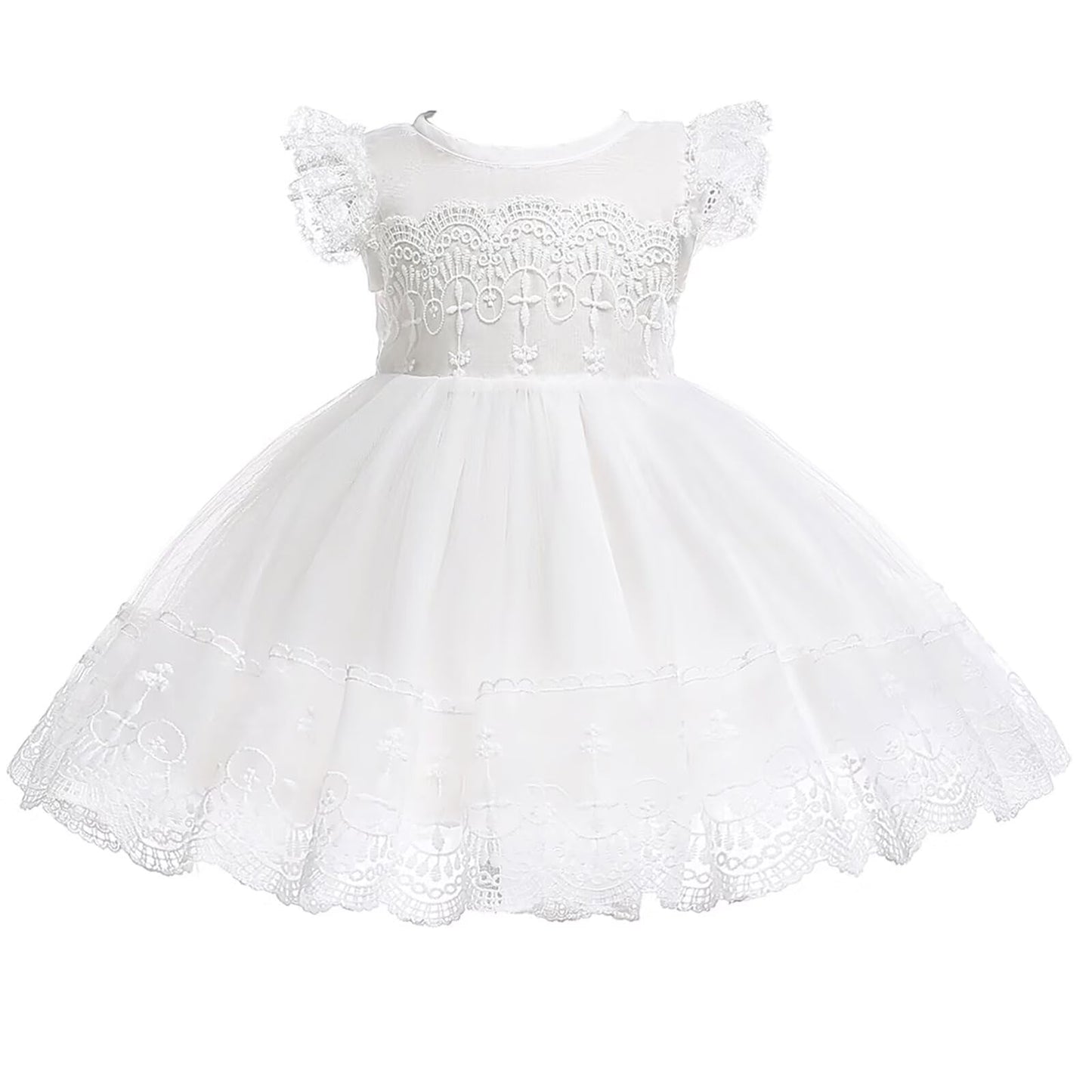 Baby Mädchen Weiße Taufe Kleid mit Kapuze Neugeborene Taufe Kleid Spitze Kleid für Hochzeit Geburtstag