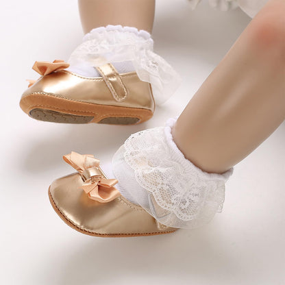 MASOCIO Baby Lauflernschuhe Krabbelschuhe Mädchen Kleinkind Rutschfesten Lederpuschen Babyschuhe 3-18 Monate