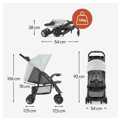 hauck Shopper Neo II, Schwarz Grau - Kinderbuggy mit Liegeposition ab Geburt bis 22 kg, 2x Tablett mit Getränkehalter, Einhändig Klein Zusammenklappbar, Tasche im Verdeck, XL Korb
