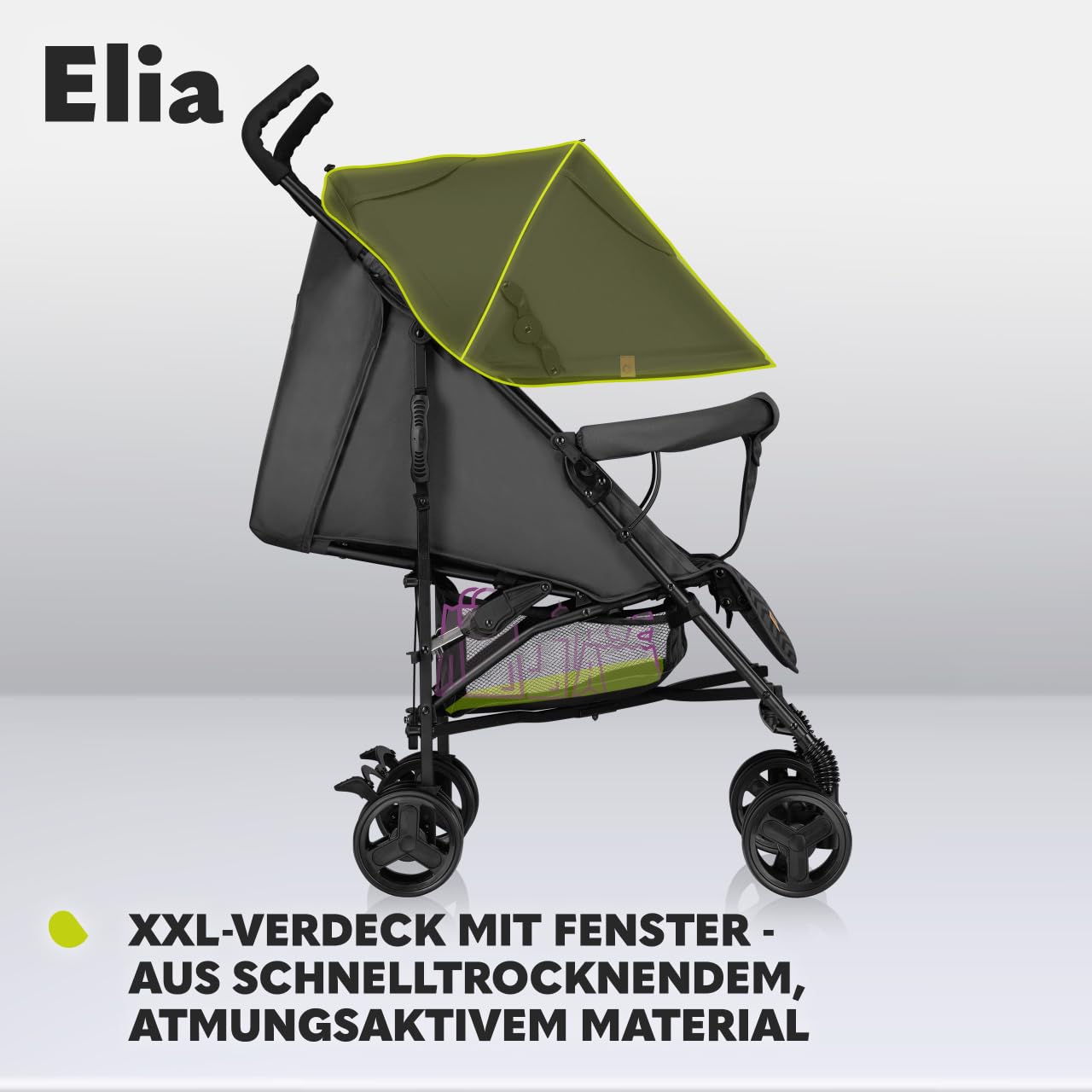 LIONELO Elia Buggy Small Foldable Pushchair up to 15 kg, Back and Footrest Adjustment, Rear Wheel Brake, Mosquito Net, Shopping Basket - Meloni2