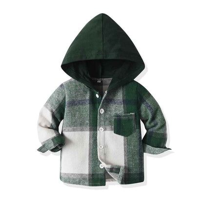 Yanmucy Toddler Baby Boys Clothing Outfit 2 Pieces Cotton Plaid Boy Hoodies Shirt Tops Trousers Set Small Boys Suit Kids Tracksuit Spring Autumn Clothing Set